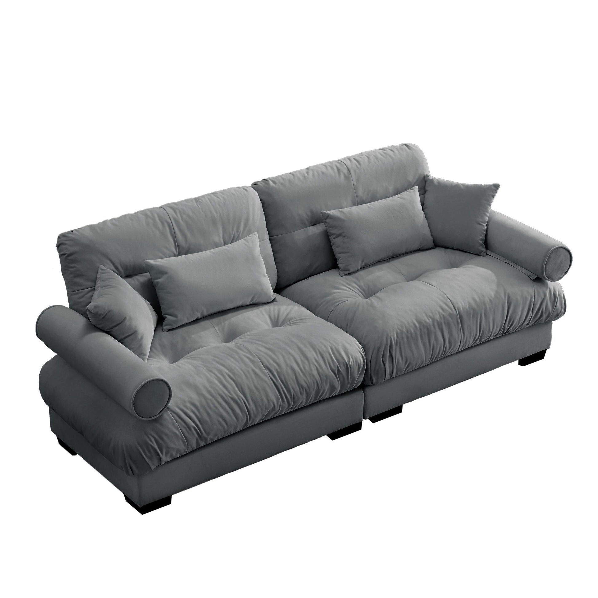 Modern Oversize Sofa With Cloud Like Comfort, Featuring Waist And Throw Pillows