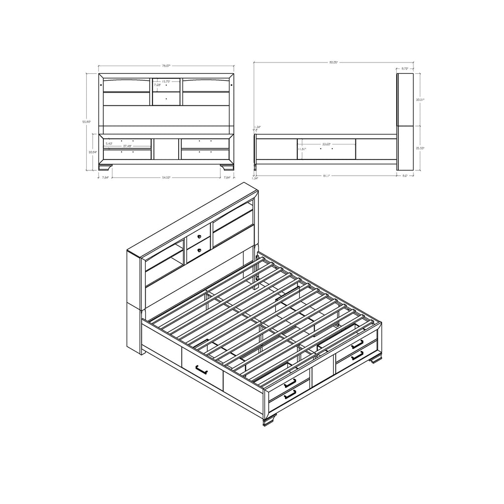 Civic - 5 Piece Bedroom Set With Storage Drawers