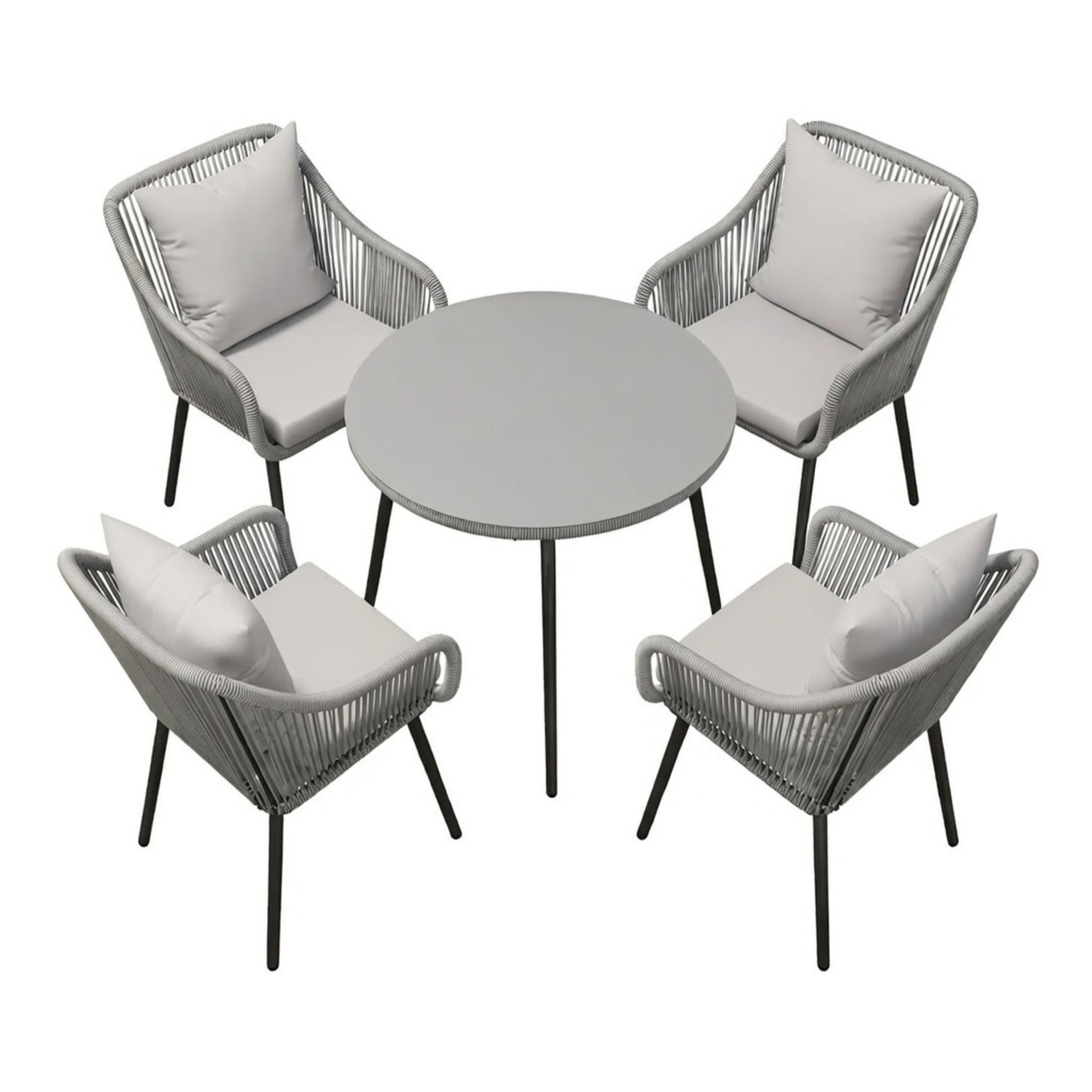 5 Piece Twisted Rattan Patio Dining Set With Table