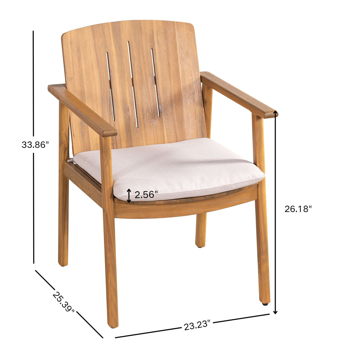Outdoor Dining Chairs (Set of 2) - Beige / Teak