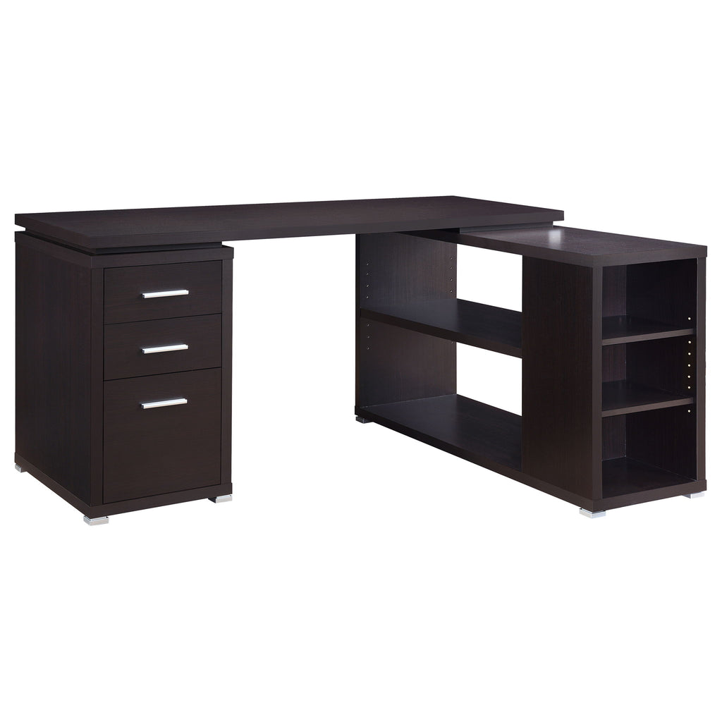 Transitional L Shape Computer Desk With Multiple Storage And Built In File Cabinet