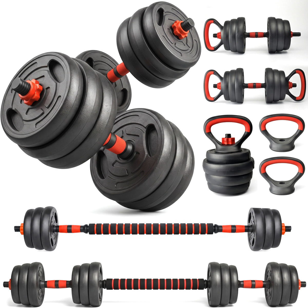 Adjustable Dumbbell Set, 4 In 1 Convertible Weights