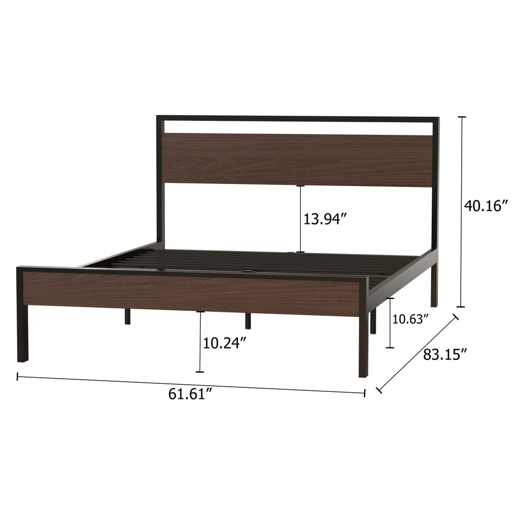 Ceres - Metal Bed With Wood Headboard & Footboard