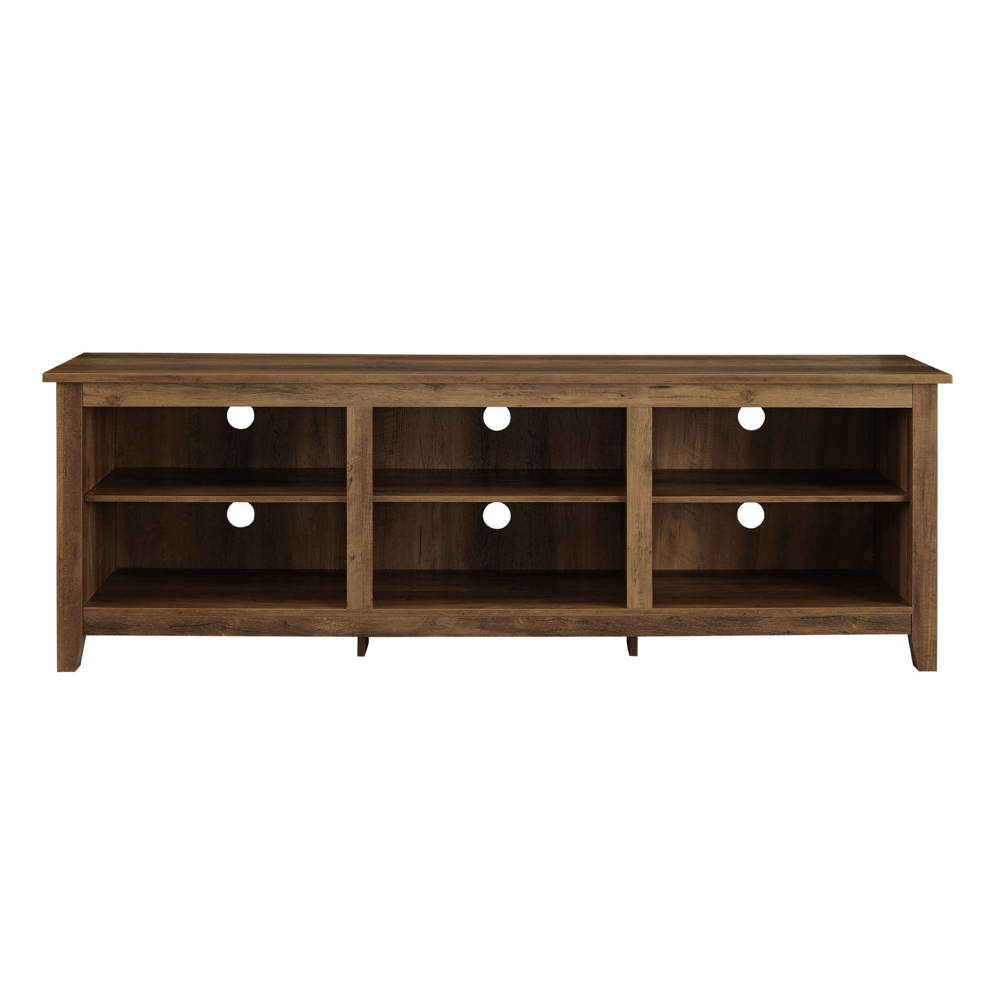 Modern 3 Shelf Open Storage 70" TV Stand For 80" TVs - Rustic Oak