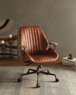 Brancaster - Aluminum Top Grain Leather Office Chair - Coffee