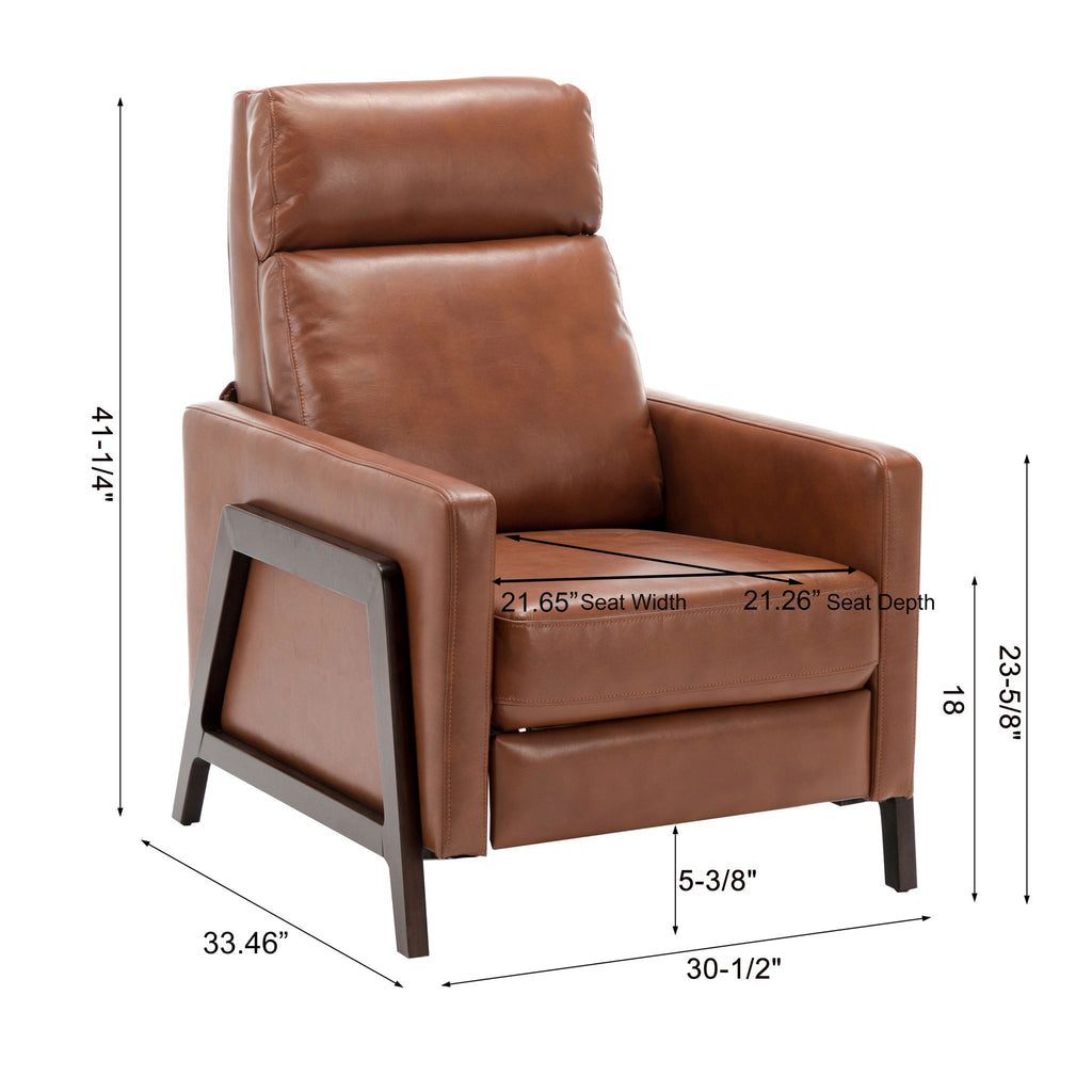 Mid Century Modern Madeline Push Back Recliner - Caramel