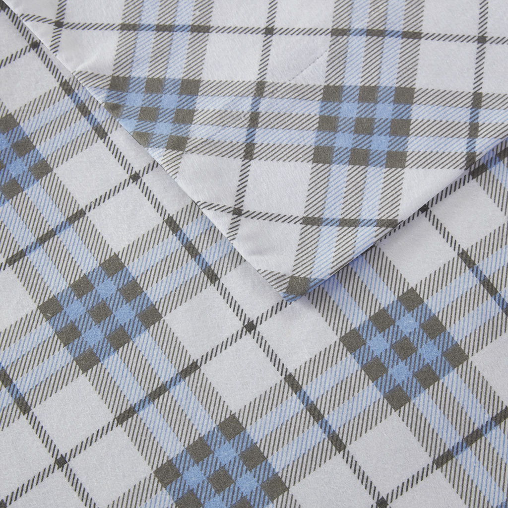 Cozy Flannel - California King Sheet Set - Blue Plaid