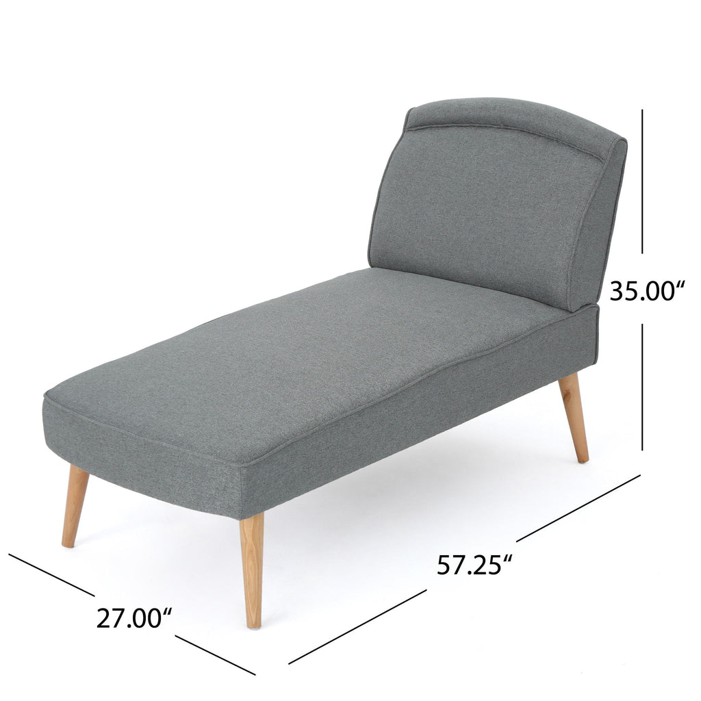 Fabric Chaise Lounge With Rubberwood Frame - Slate