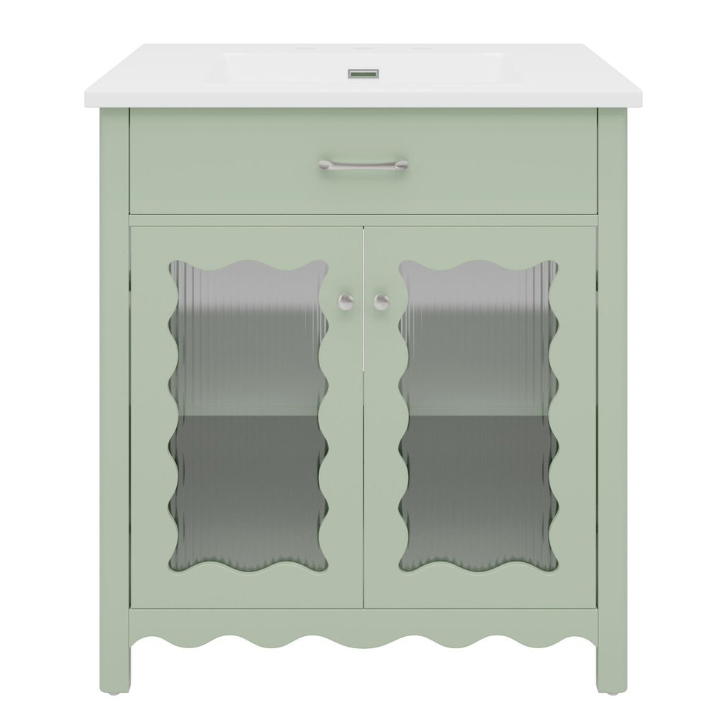 Modern Bathroom Vanity With Tempered Glass Doors