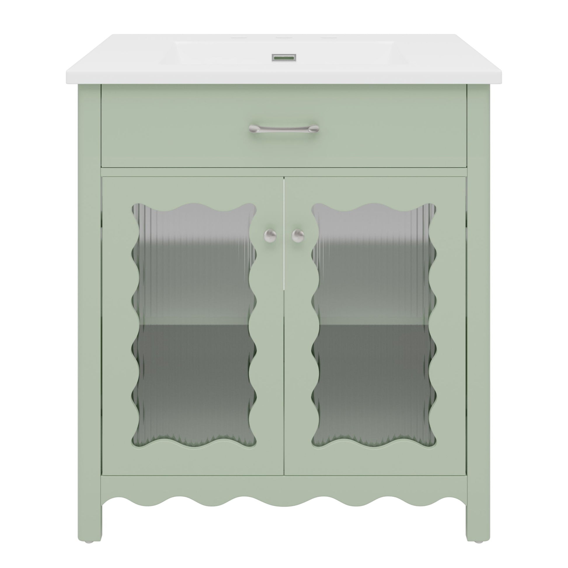 Modern Bathroom Vanity With Tempered Glass Doors