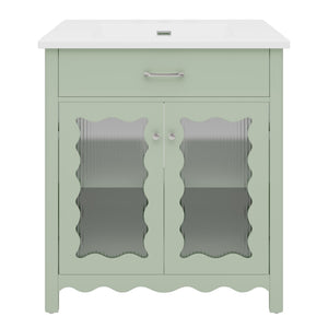Modern Bathroom Vanity With Tempered Glass Doors