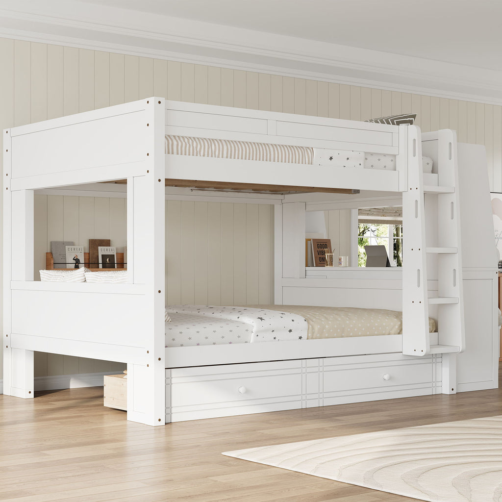 Multifunctional Bunk Bed With Desk, Bookshelves
