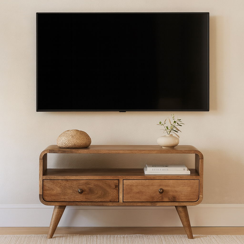 Mini Curved Media Unit - Oak