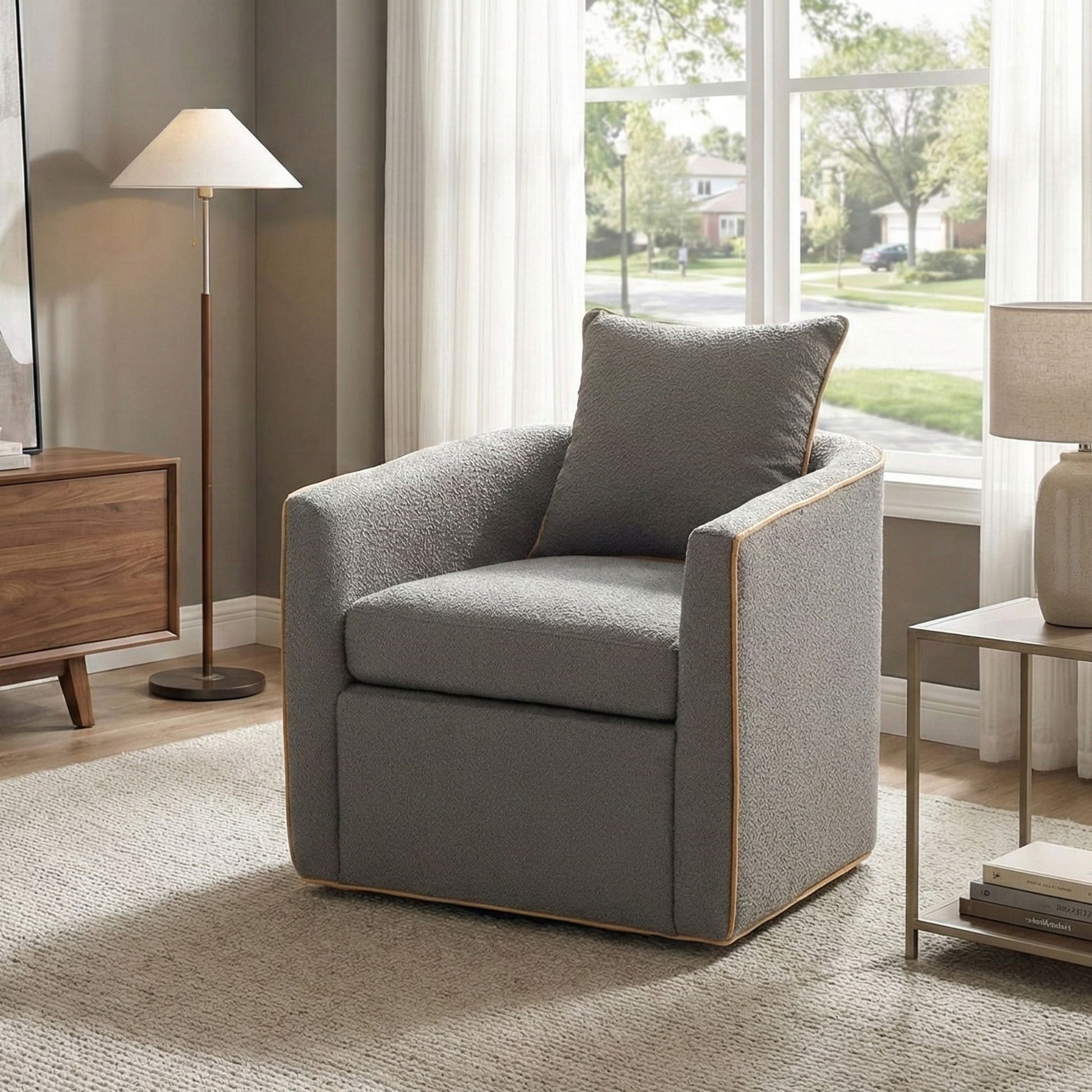 Swivel Accent Chair, Rotating Base, For Living Room