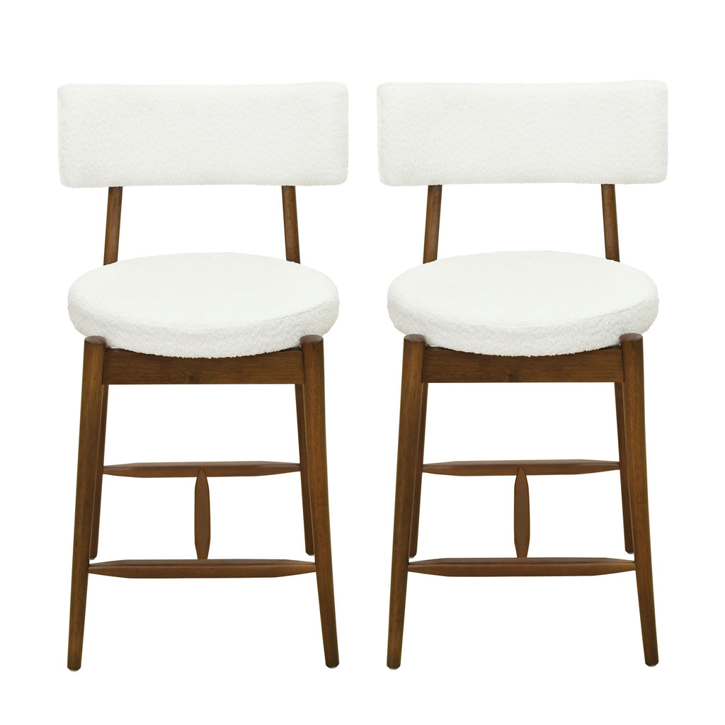 Mid Century Modern Counter Stools, Fabric Upholstered Chairs