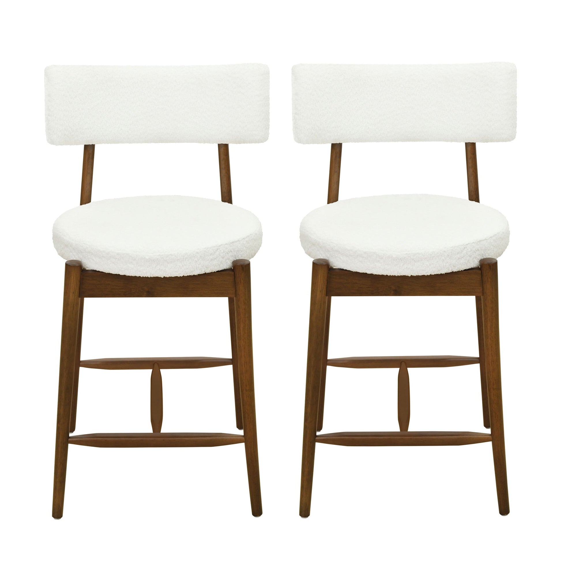 Mid Century Modern Counter Stools, Fabric Upholstered Chairs
