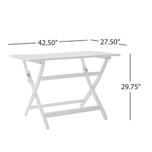 Blissique - Outdoor Foldable Wood Dining Table With Slat Design - White