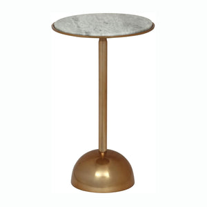 Modern Glam Aluminum Accent Table With Marble Table Top - Antique Brass / White