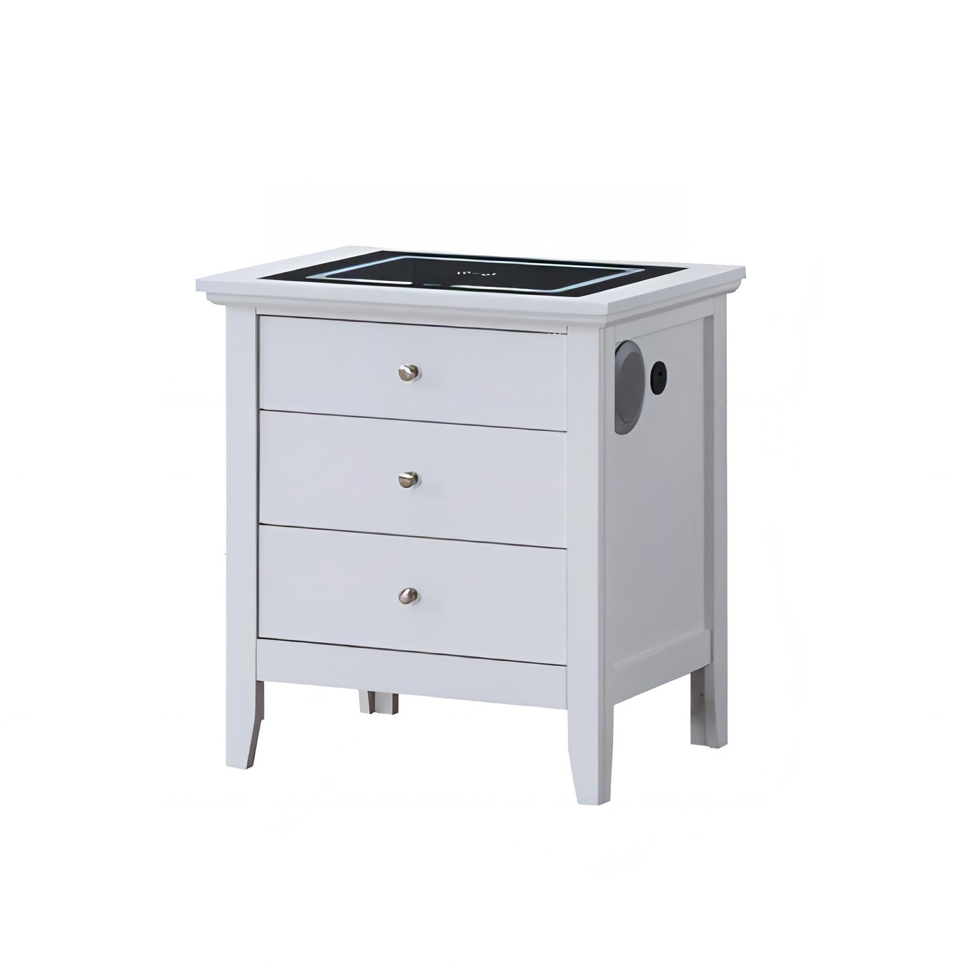 Hammond - Smart 3 Drawer Nightstand With USB Charging And Integrated Speakers - White