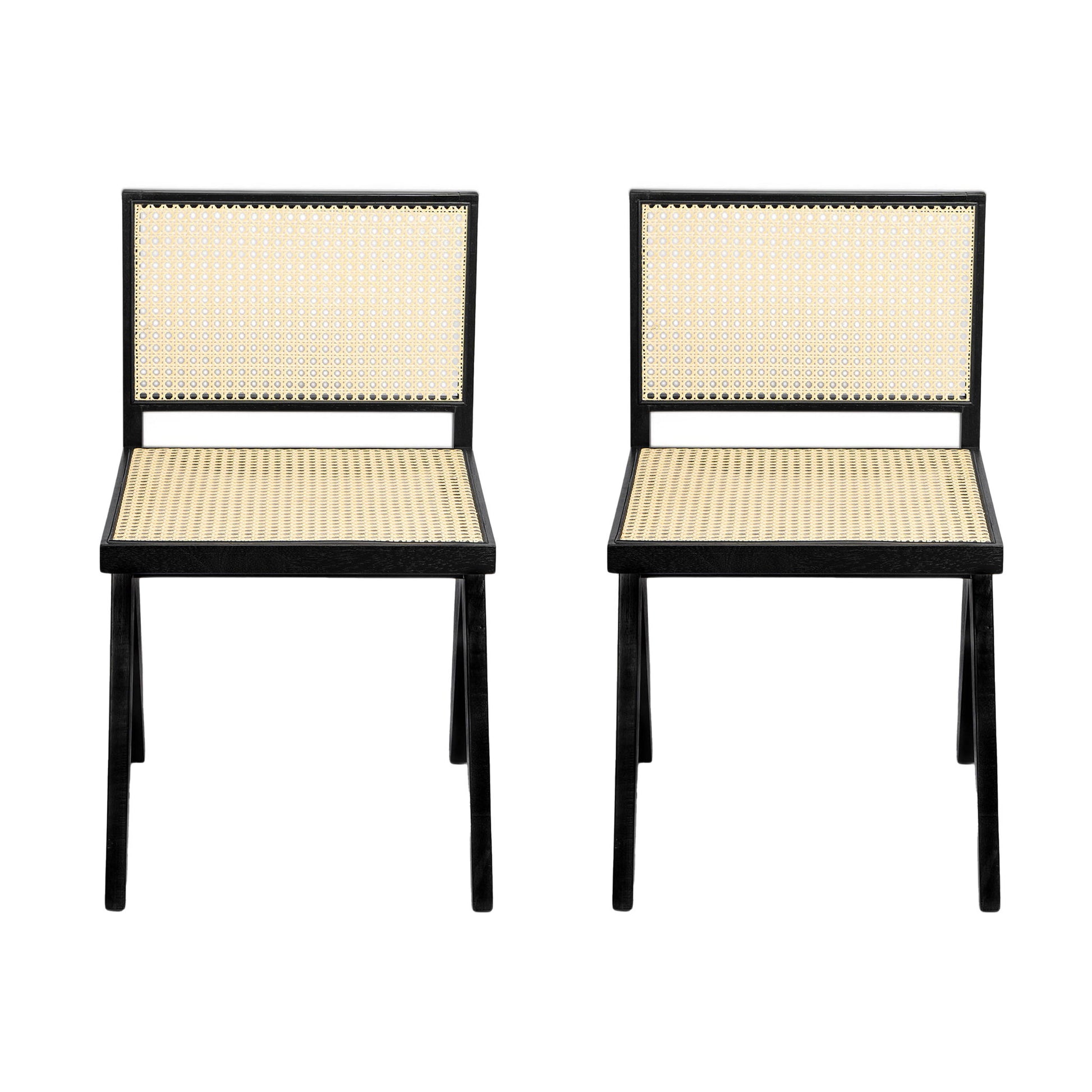 Chandigarh Dining Room Chairs With Natural Rattan (Set of 2)