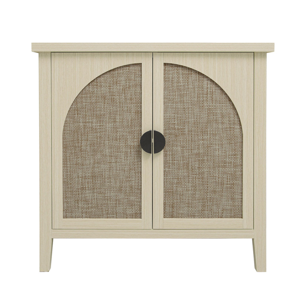 Rattan 2 Door Cabinet, Suitable For Bedroom - Natural
