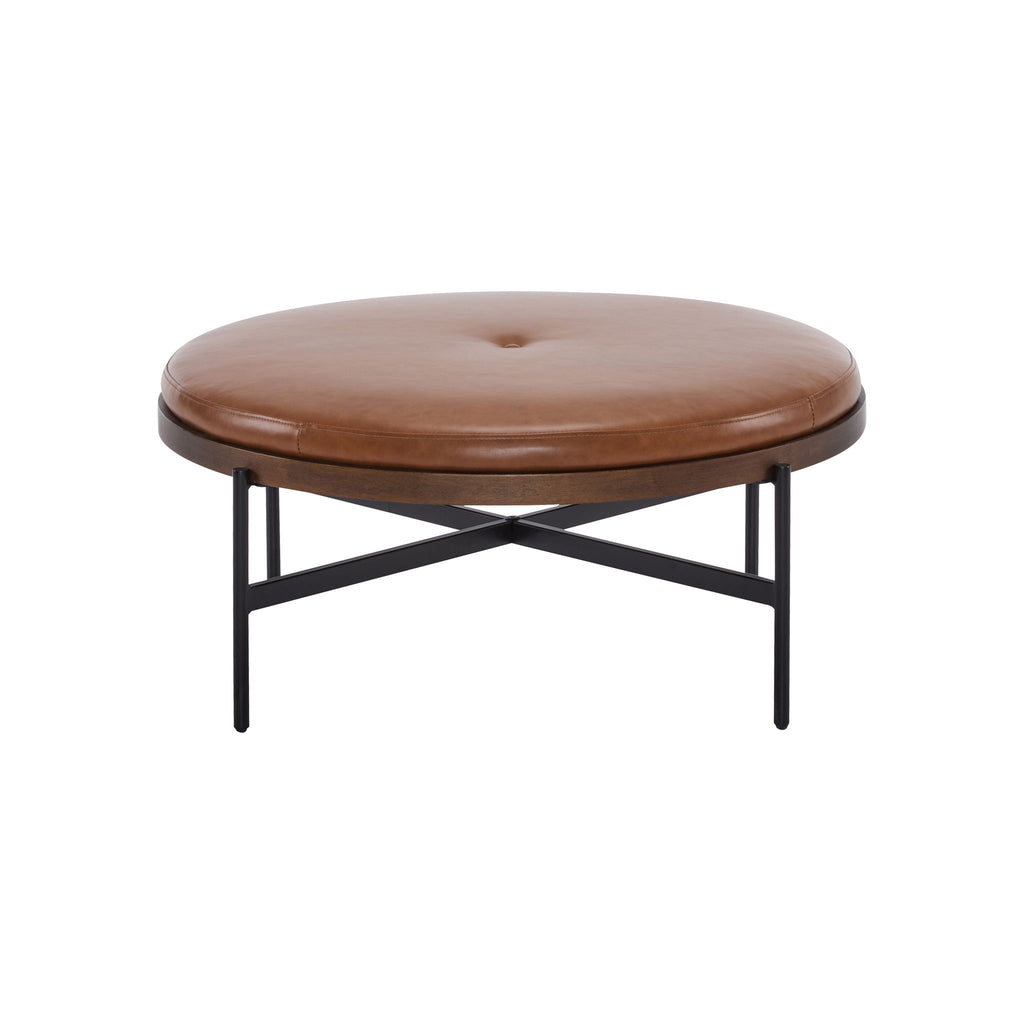 Lyricie - Modern Cocktail Ottoman With Foam Padding And Metal X Base - Brown / Black