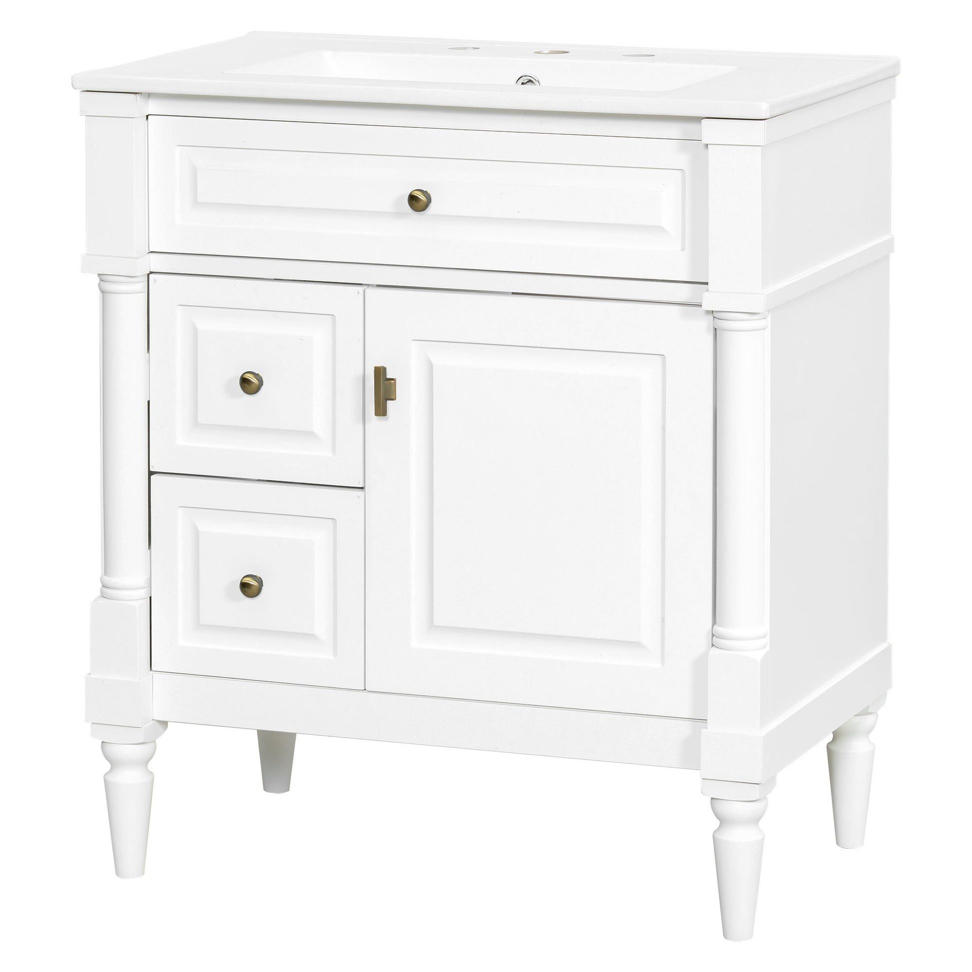 Modern Bathroom Vanity With Sink, Freestanding Cabinet With Flip Drawer & Adjustable Shelf