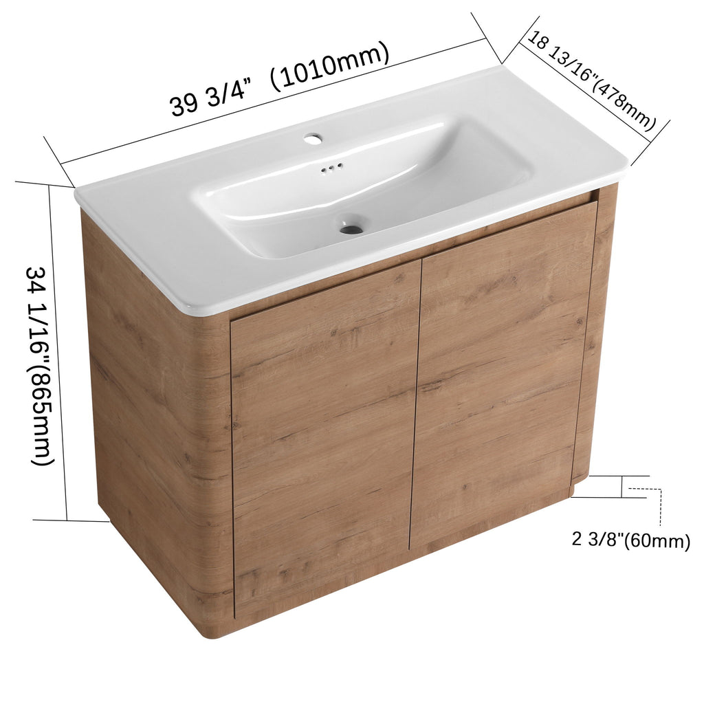 Freestanding Bathroom Vanity With Sink & 2 Soft Close Doors