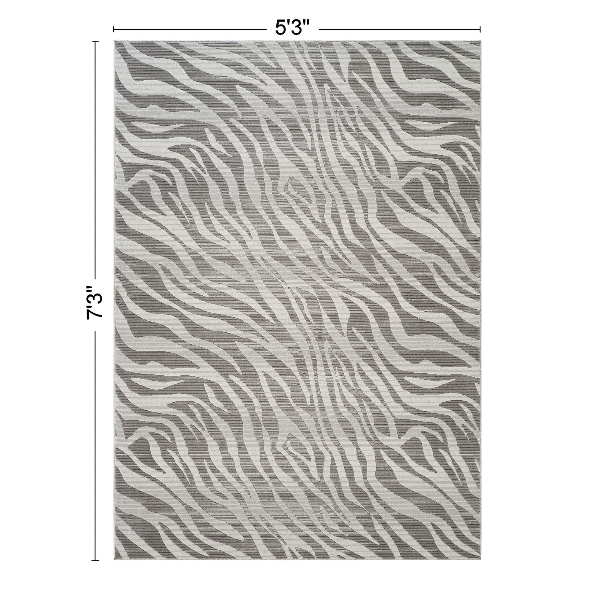 Geometrix - 5'3" X 7'3" Area Rug Geometric & 3D Effect - Ivory / Gray