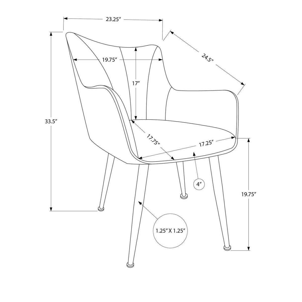 Dining Chair Dining Room Furniture (Set of 2) - Gray - Fabric