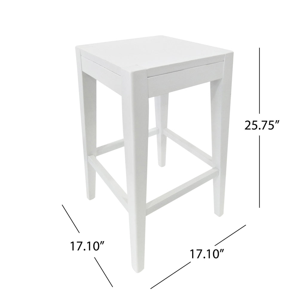 Counter Barstool (Set of 2), Rubber Wood - White