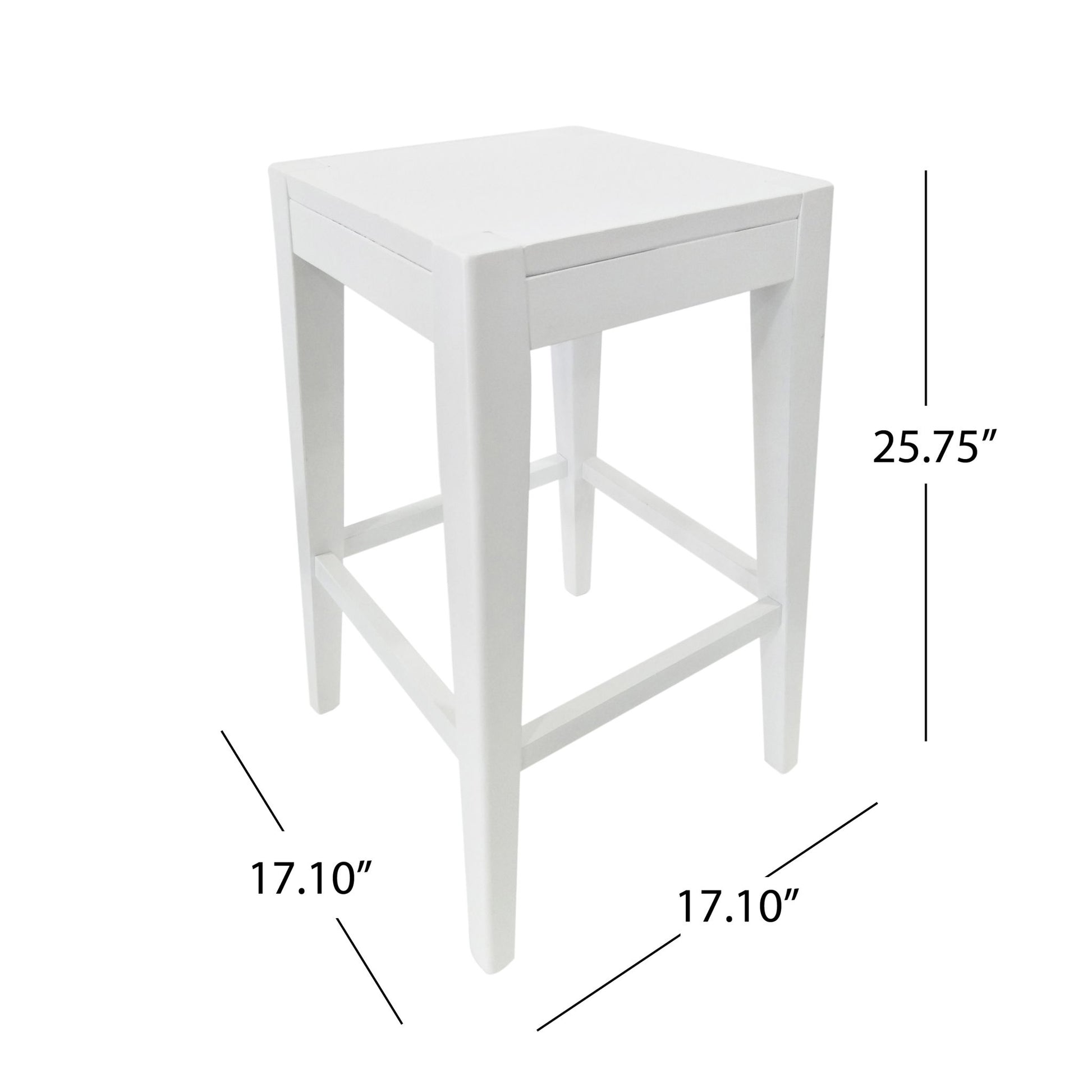 Counter Barstool (Set of 2), Rubber Wood - White