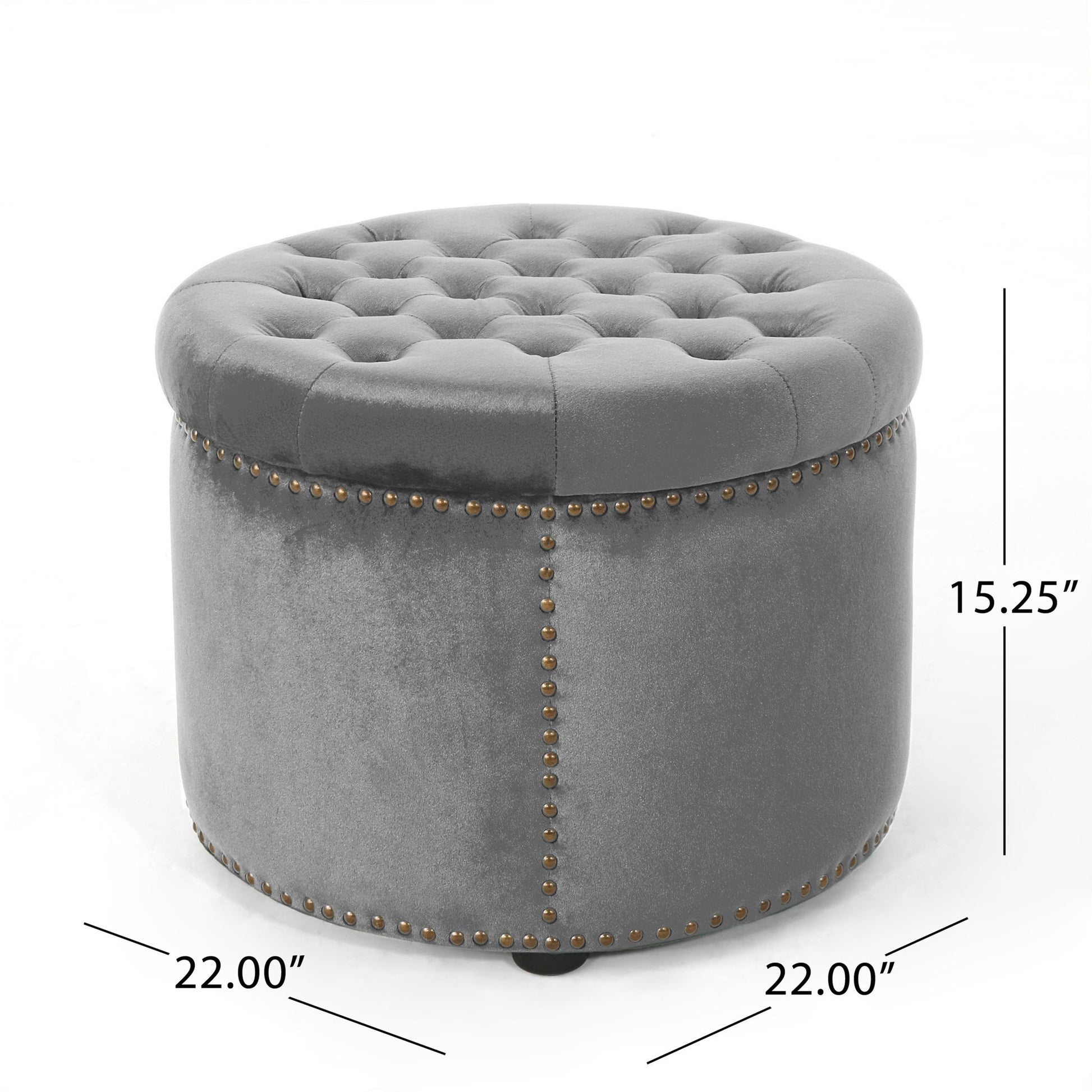 Elegant Round Ottoman Footstool With Studded Rim