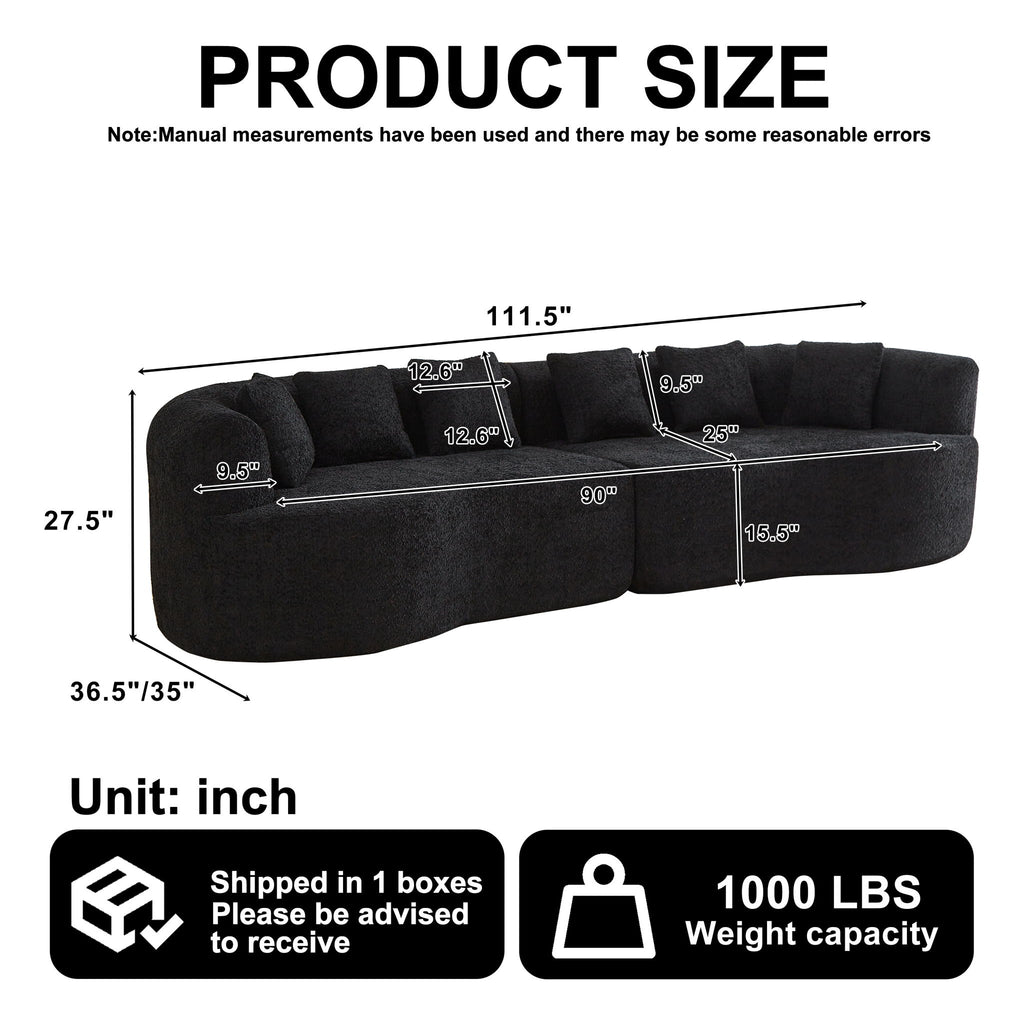 Curved Sectional Sofa With 6 Pillows