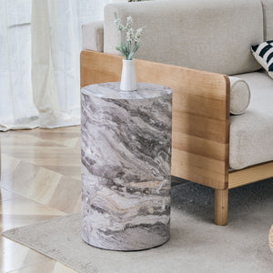 Simple Marble Textured Cylindrical Coffee Table Material - Gray