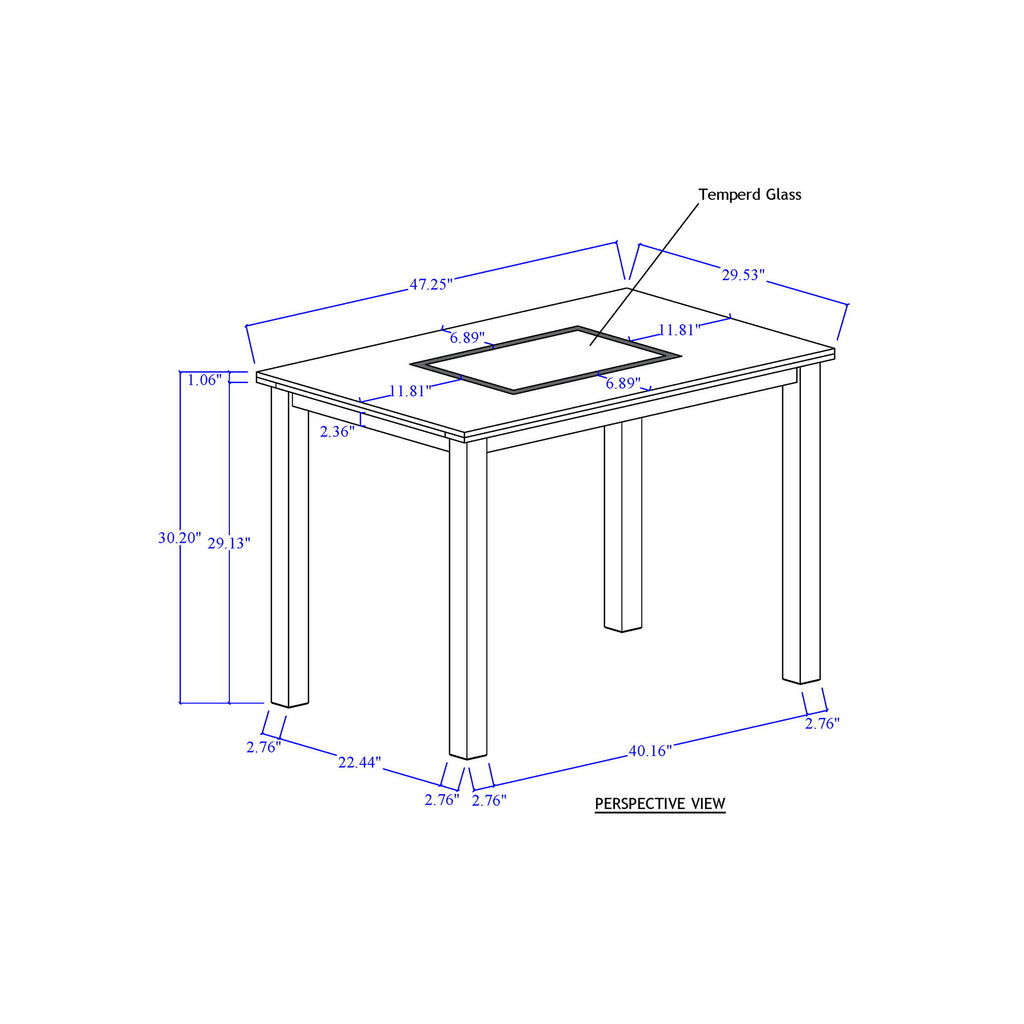 Dining Table Set With 4 Chairs, 5 Piece Set - Gray