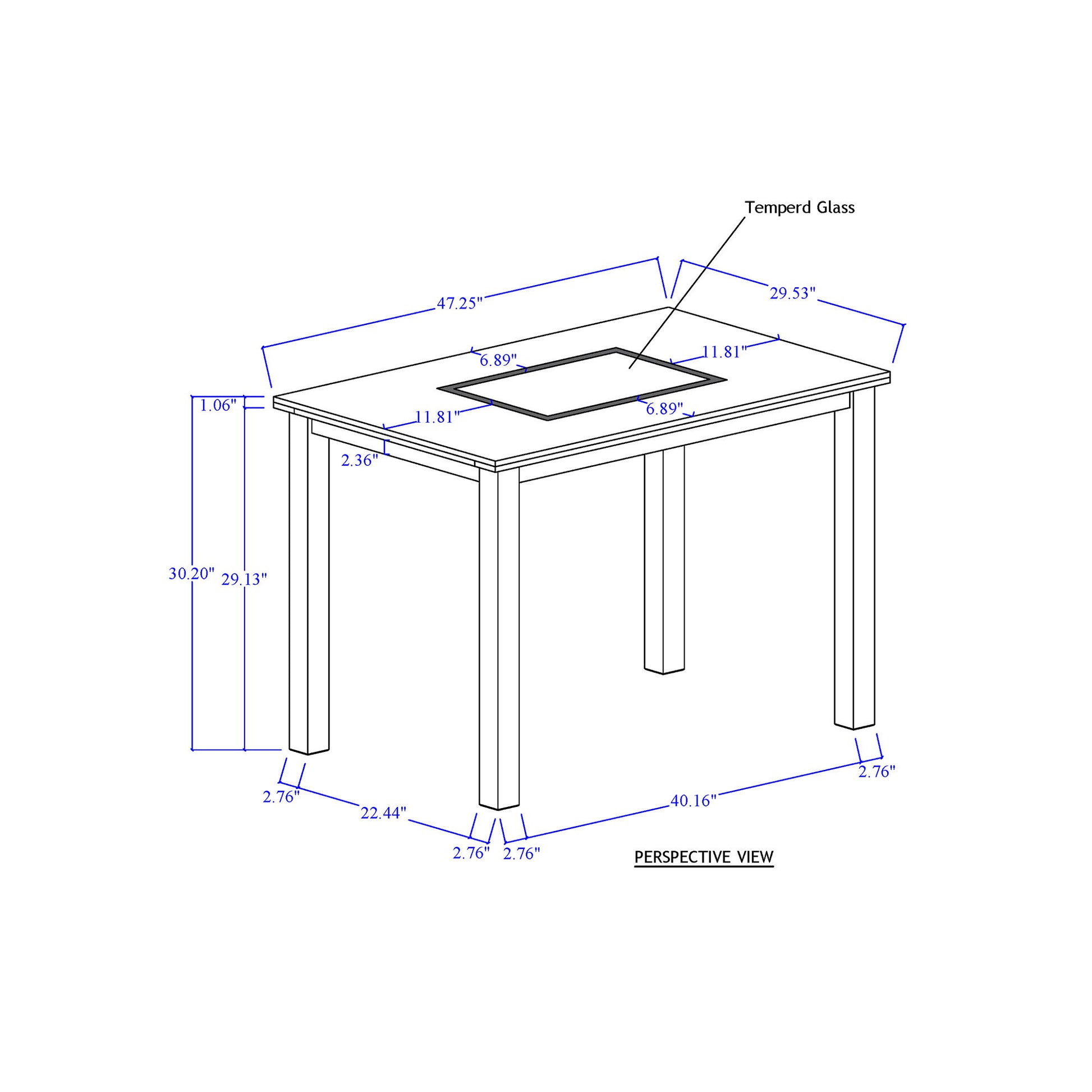 Dining Table Set With 4 Chairs, 5 Piece Set - Gray