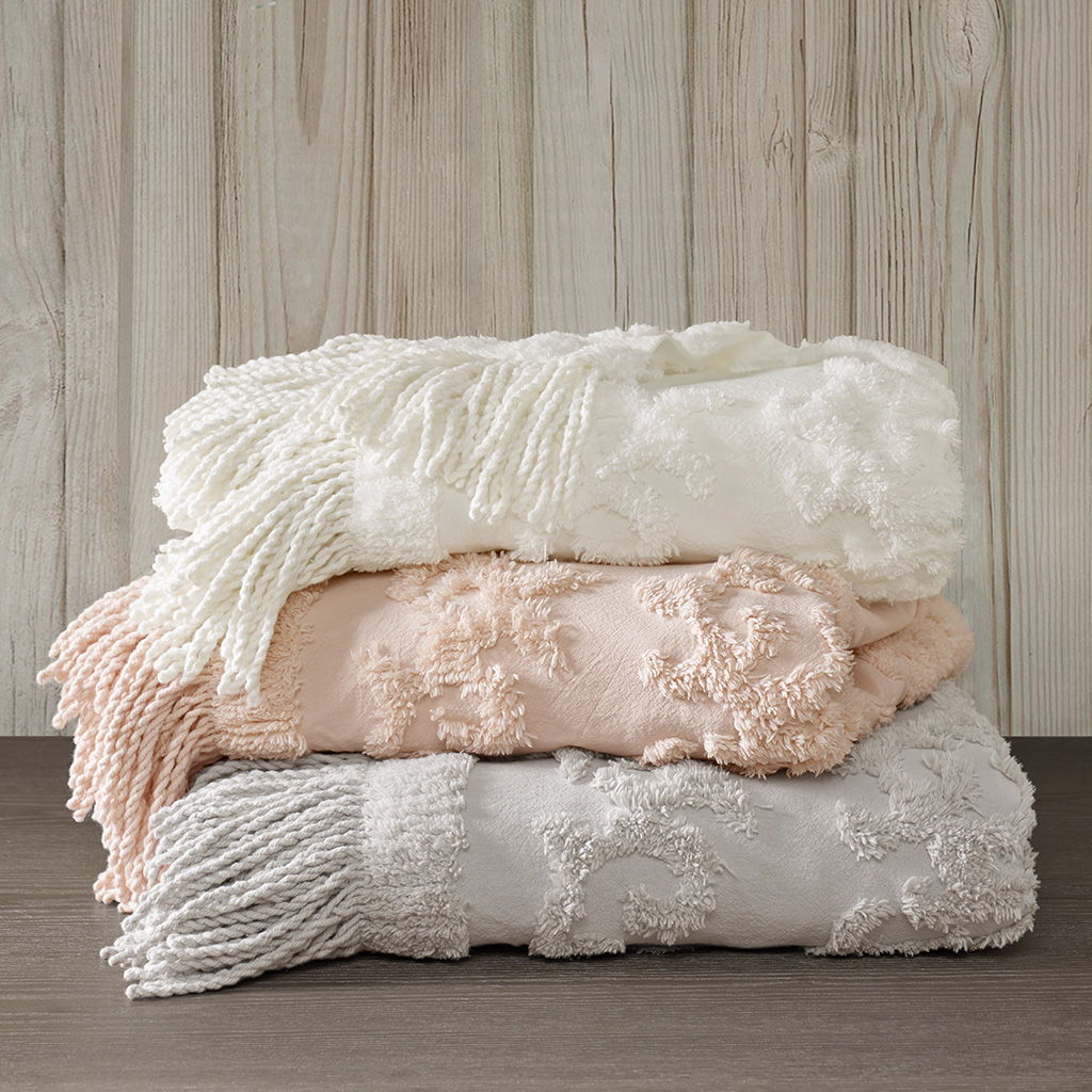 Chloe - Throw With Fringe Tassel - Gray
