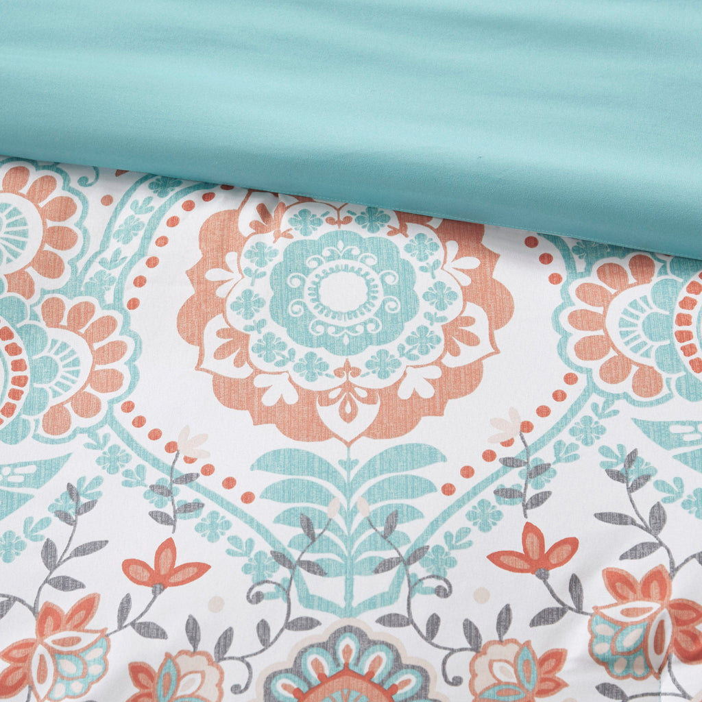 Vinnie - Twin Long Comforter And Sheet Set - Aqua