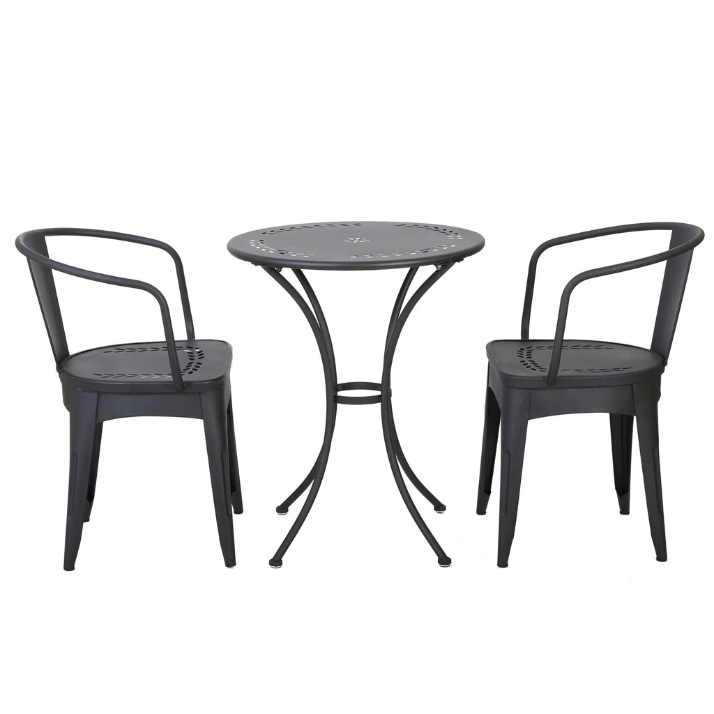 Ambrosia - 3 Piece Bistro Set With Leaf Motifs Top And Seat