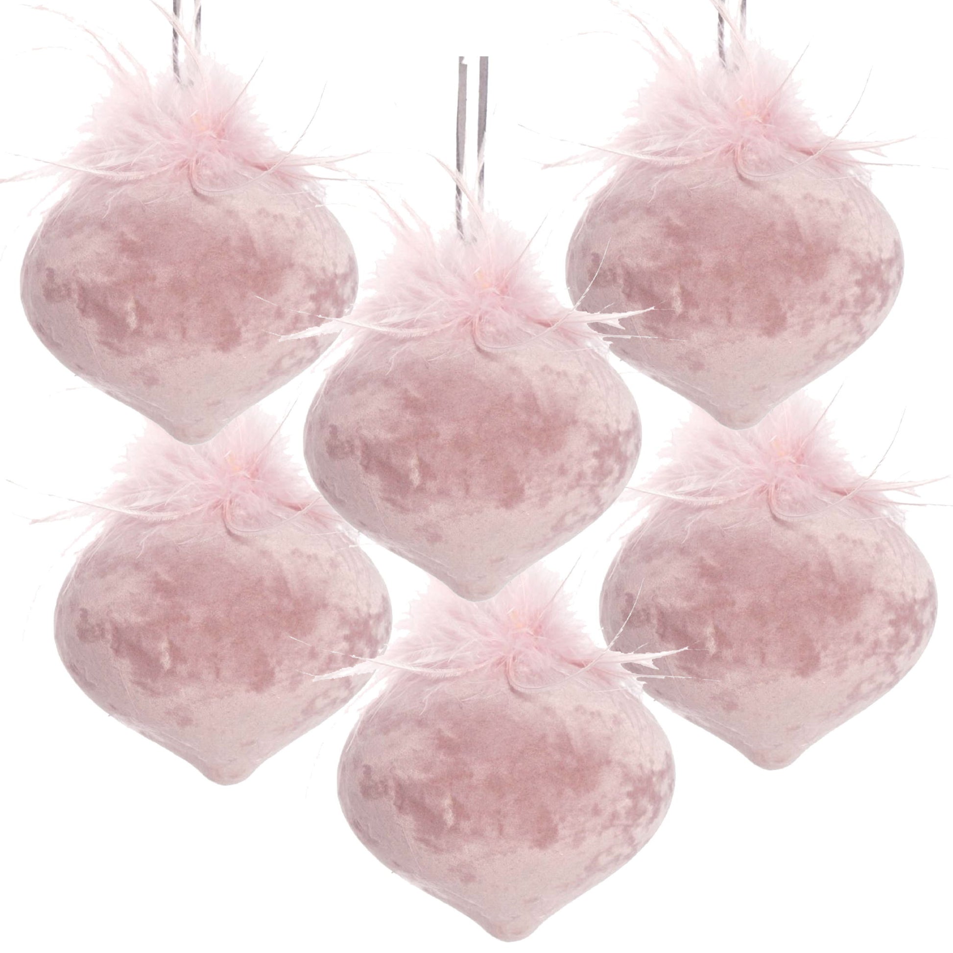 Christmas Ball Ornaments, Glass Decorative Hanging Ball Christmas Tree Ornaments For Holiday Party Decorations (Set of 6) - Pink