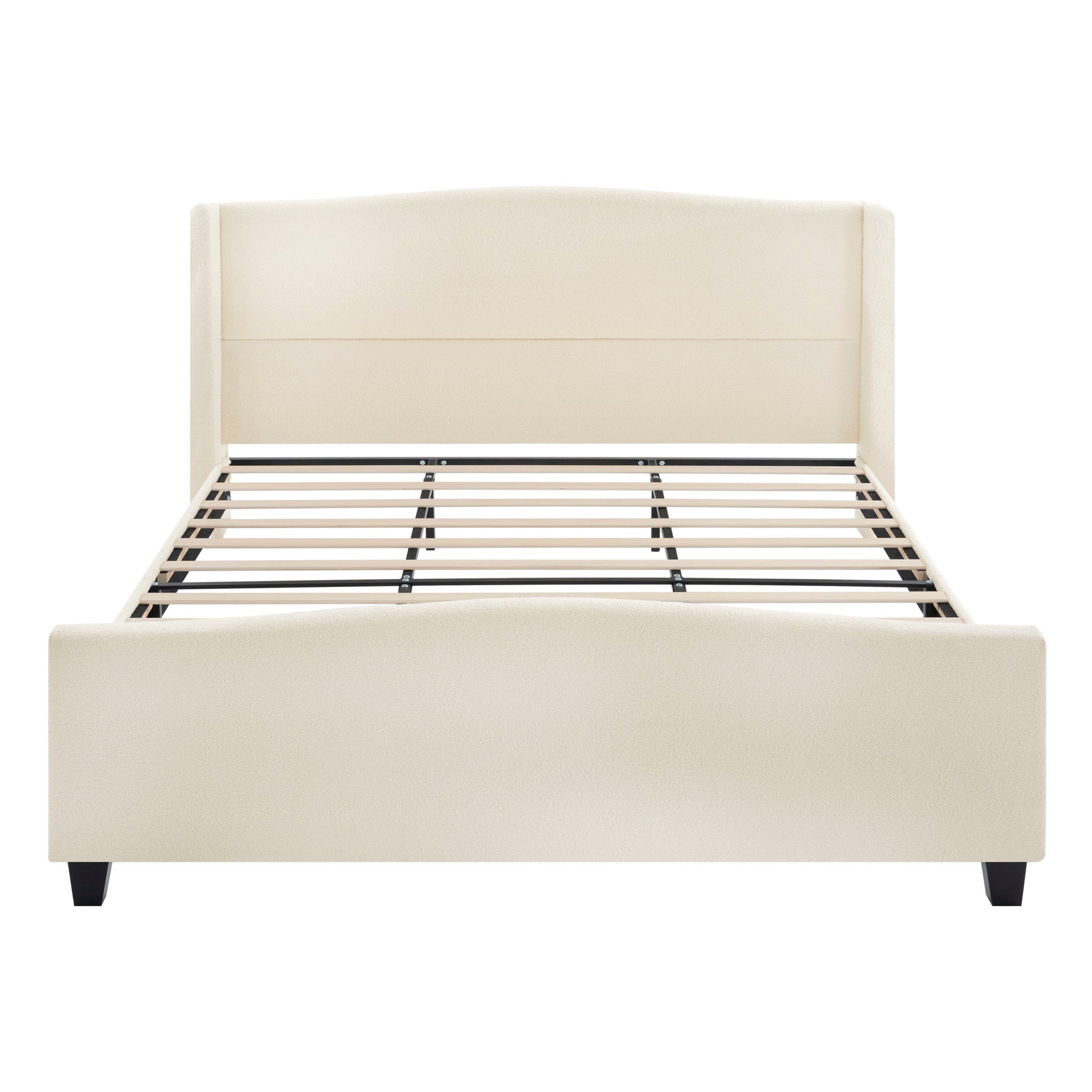 Platform Bed Frame With Tall Headboard And High Footboard