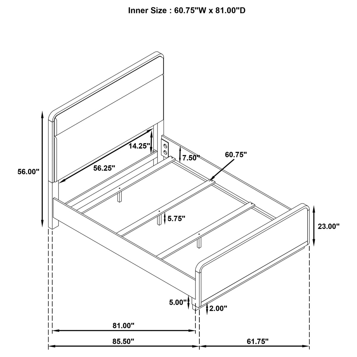 Mirador - Queen Panel Bed With Upholstered Headboard - Light Oak