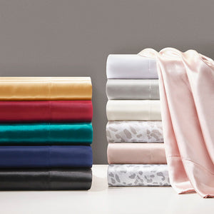 Satin - Luxury 2 Piece Queen Pillowcases - Taupe Leopard