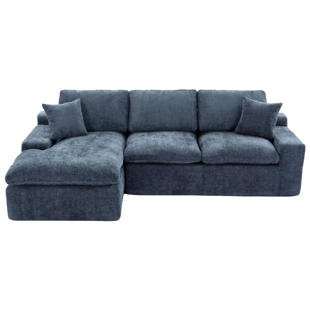 Cloud Sectional Sofa With Double Layer Cushion And Side Pockets, Free-Combined