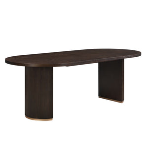 Modern Rustic Oval Dining Table Double Pedestal - Espresso