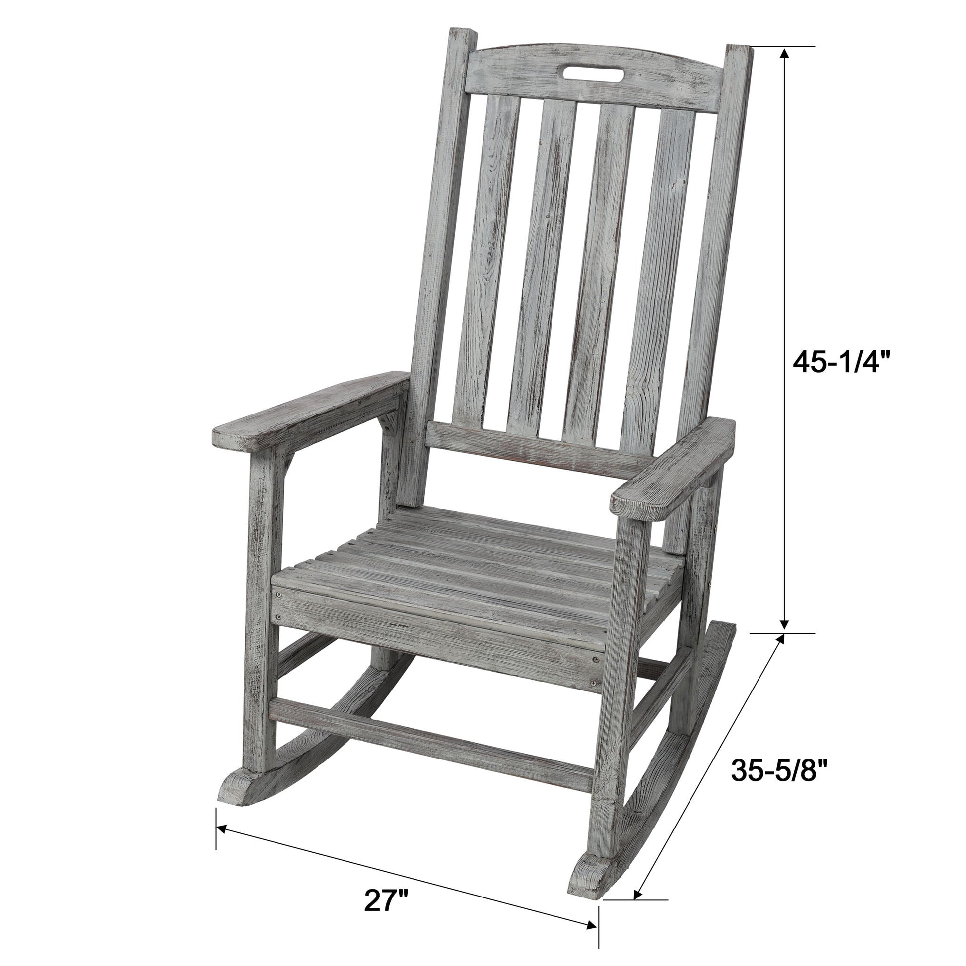 Oversized Porch Rocker Chair With Wide Seat And Tall Backrest