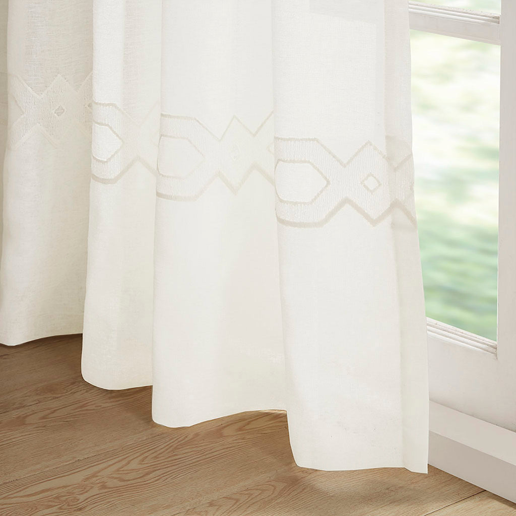 Cornelli - Embroidery Curtain Panel (Single) - White