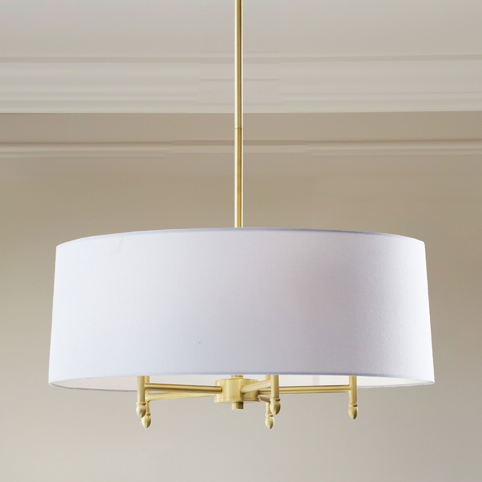 Presidio - 5-Light White Drum Shade Chandelier - Gold / White