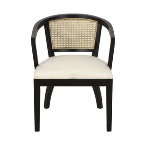 Elegant Dining Chair With Cane Web Backrests And Velvet Upholstery